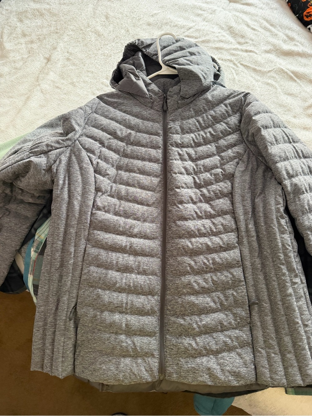 Women's Hooded Quilted Gray Puffer Jacket